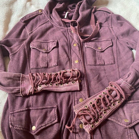 Free People Chelsea lace up cuffs hoodie jacket - Picture 4 of 6